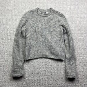 H&M Grey Chunky Knit Crewneck Cozy Thick Wool Alpaca Blend Sweater XSmall Read*